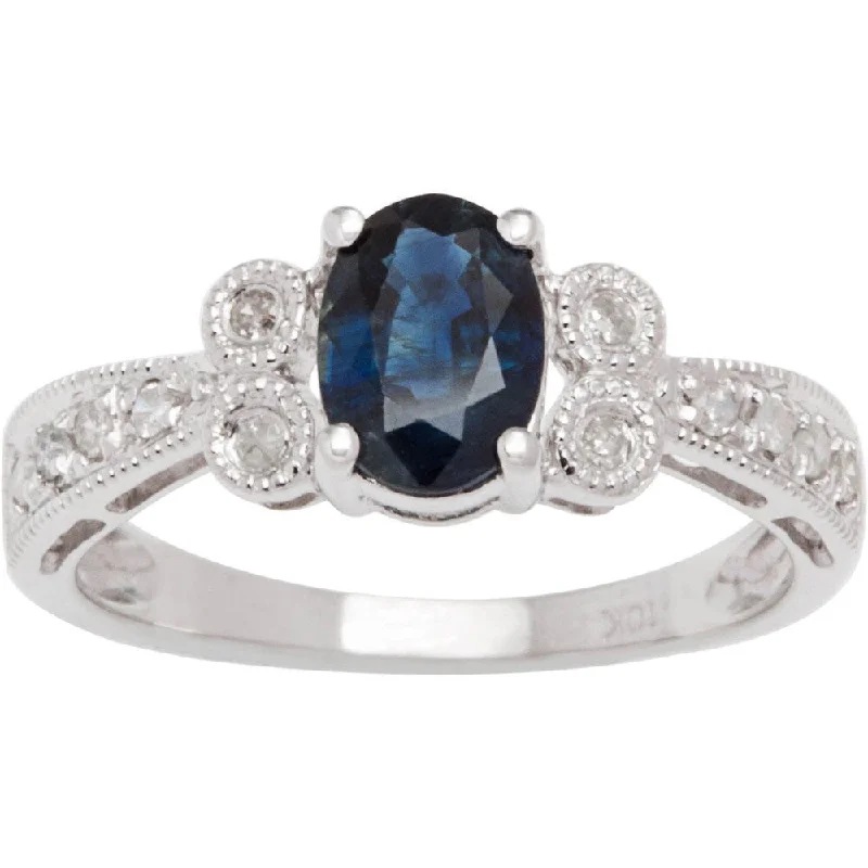 multi-stone rings for women -Viducci 10k White Gold Gemstone Diamond Accent Ring