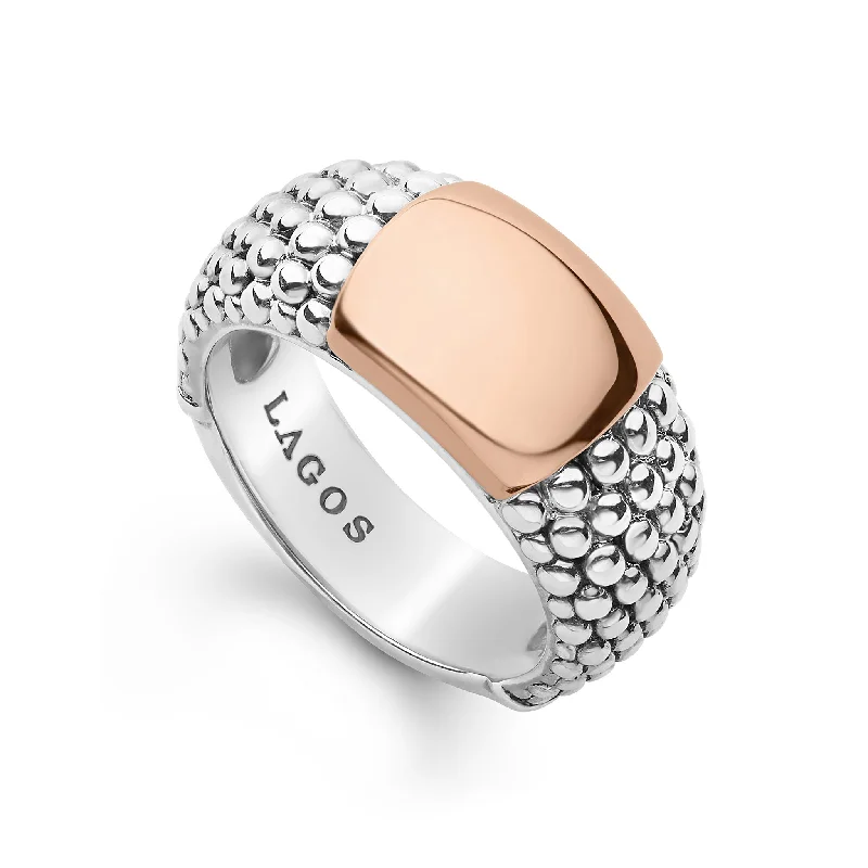 halo engagement rings -High Bar Rose Gold Station Caviar Ring