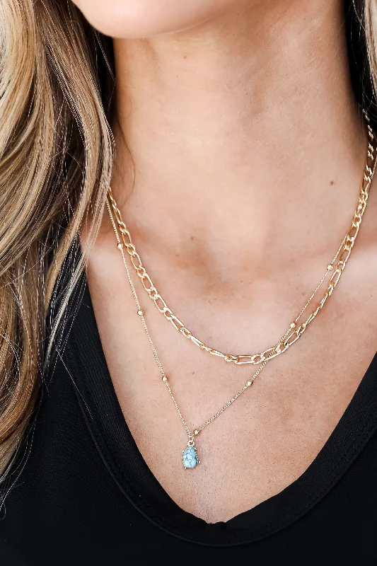 anniversary necklaces for women -FINAL SALE - Kennedy Gold Layered Chain Necklace