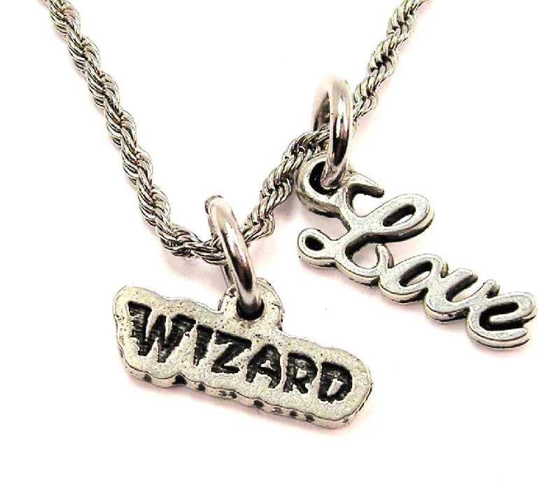 birthday gift necklaces for women -Wizard 20" Chain Necklace With Cursive Love Accent