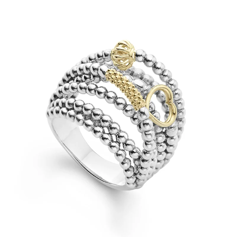 bold rings for women -Caviar Icon Two-Tone Caviar Statement Ring