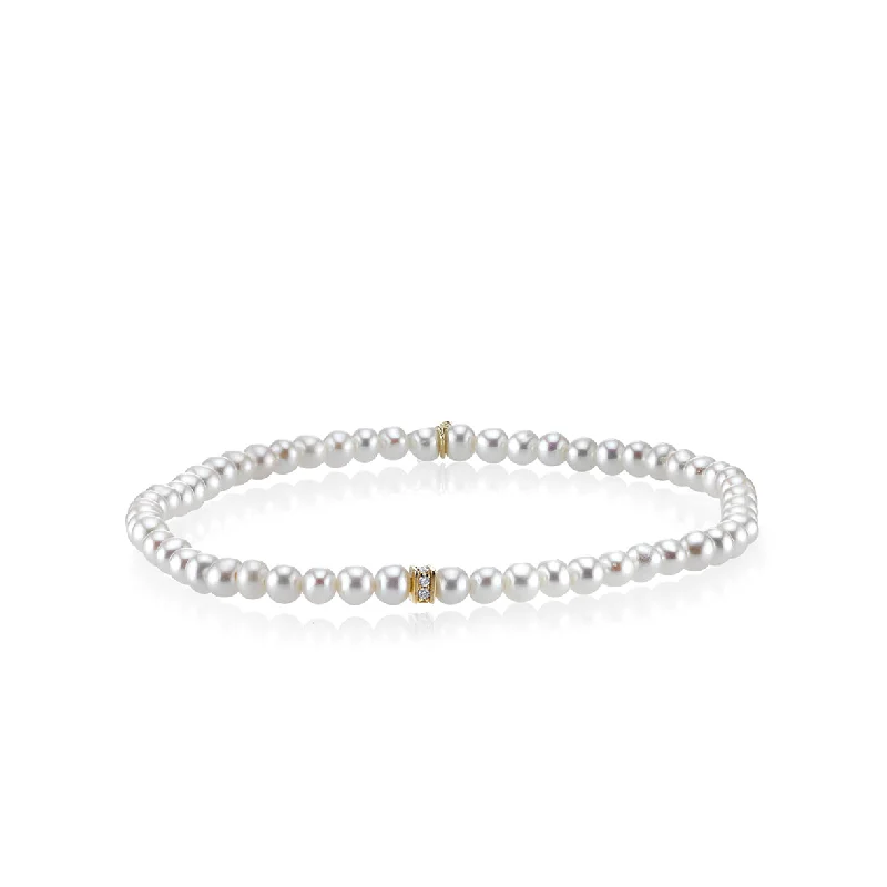 romantic bangles for women -Gold & Diamond Rondelle on Pearls