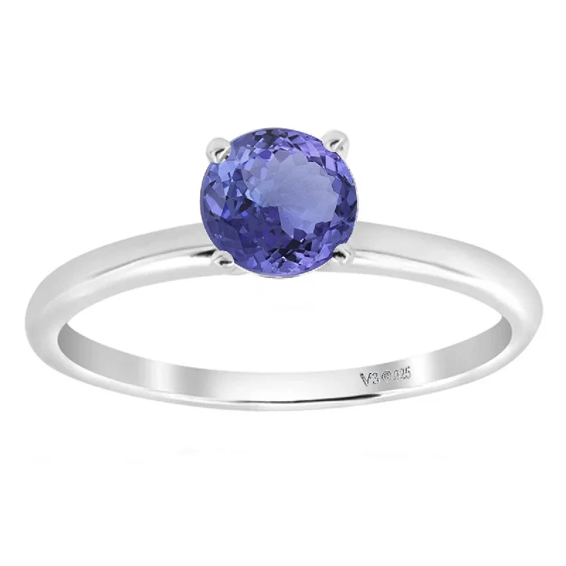 luxury rings for women -White Gold with Natural Tanzanite Solitaire Ring