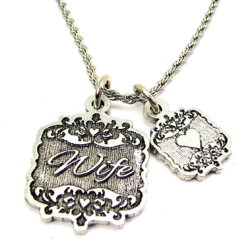 heart-shaped necklaces for women -Wife Victorian Scroll With Victorian Accent Heart 20" Chain Necklace