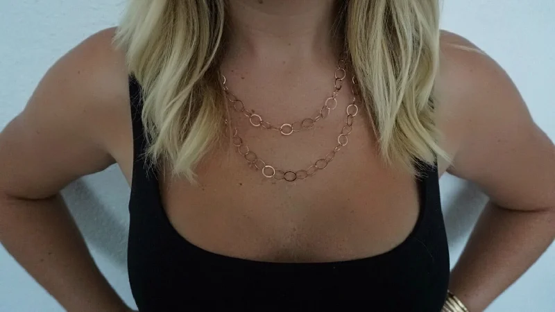 zodiac necklaces for women -42" Rose Gold Link Chain Necklace