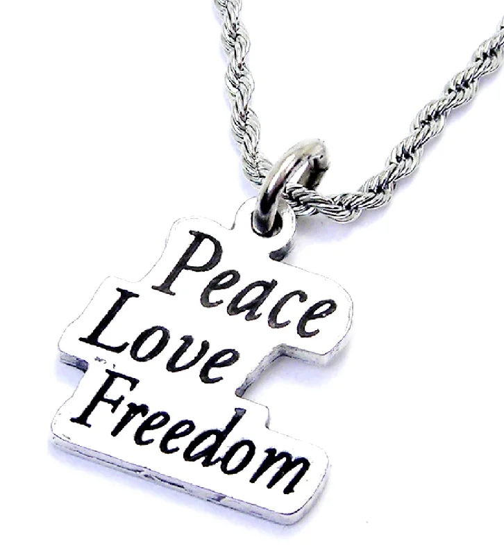 birthstone necklaces for women -Peace Love Freedom Ukraine Single Charm Necklace