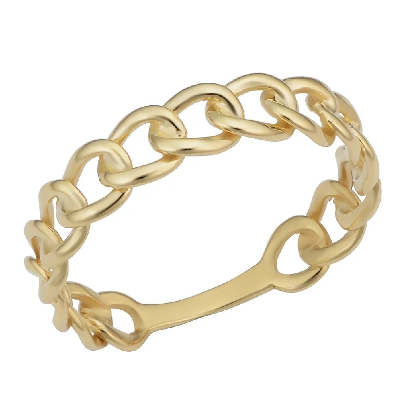 diamond rings for women -14k Yellow Gold 4.5mmillimeter Curb Link Ring (size 5-8)