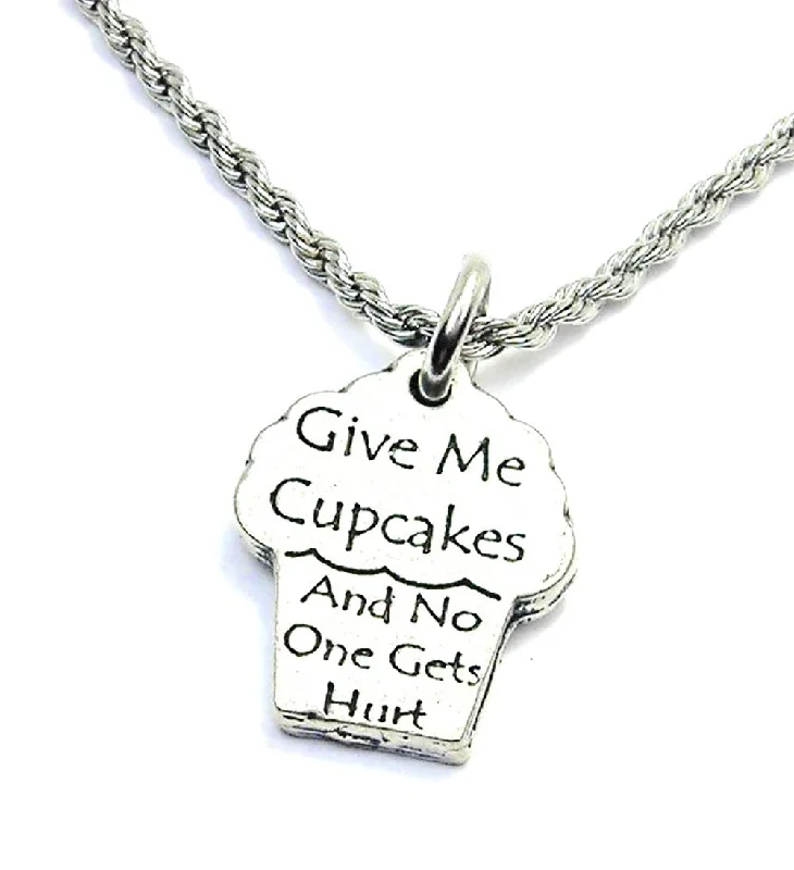 gemstone layered necklaces -Give Me Cupcakes And No One Gets Hurt Single Charm Necklace