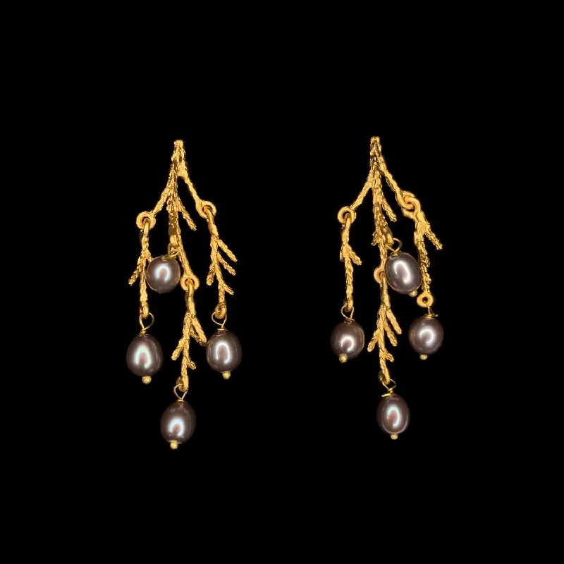 floral earrings for women -Juniper Earrings - Chandelier Post