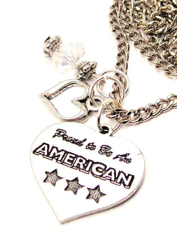 colorful necklaces for women -Proud To Be An American Necklace with Small Heart