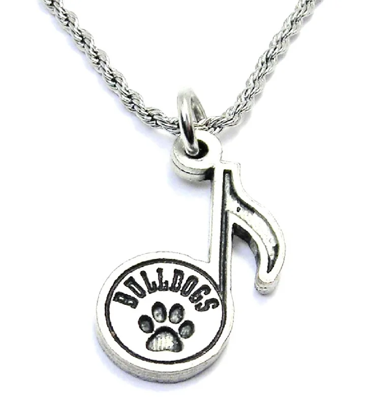 choker necklaces for women -Bulldogs Music Note With Paw Print Single Charm Necklace