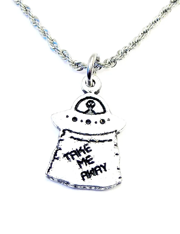 jewelry sets with necklaces -Take me Away  Alien Space ship UFO  Single Charm Necklace