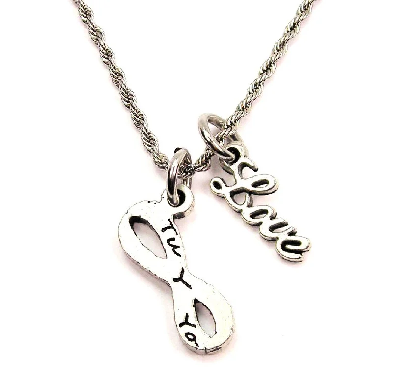 choker necklaces for women -Tu Y Yo 20" Chain Necklace With Cursive Love Accent