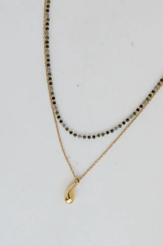 adjustable necklaces for women -Emma Gold Beaded Layered Necklace