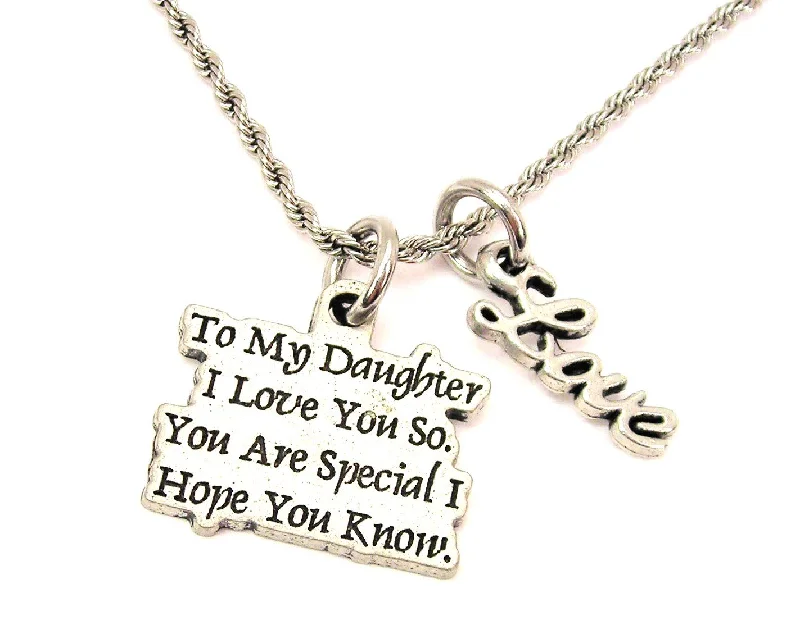 gold pendant necklaces for women -To My Daughter I Love You So 20" Chain Necklace With Cursive Love Accent