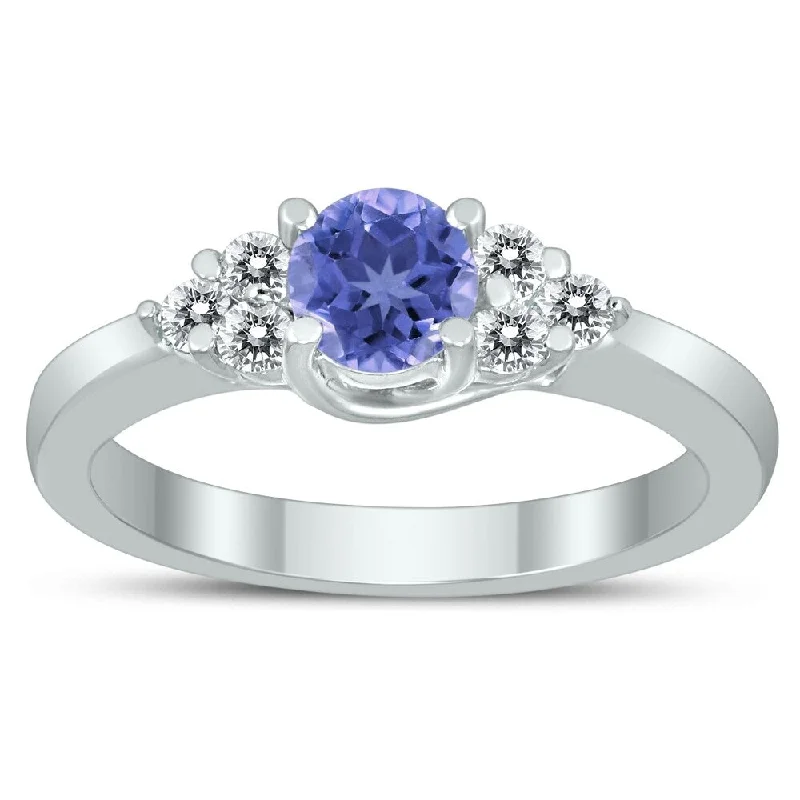 wedding bands for women -5MM Tanzanite and Diamond Cynthia Ring in 10K White Gold