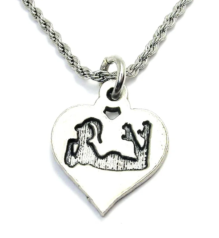 vintage bridal necklaces for women -Derby Girl Silhouette In Heart Single Charm Necklace