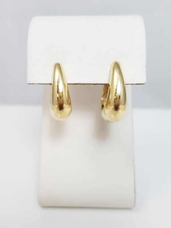 geometric earrings for women -Tasteful 14k Yellow Gold Huggie Hoop Earrings