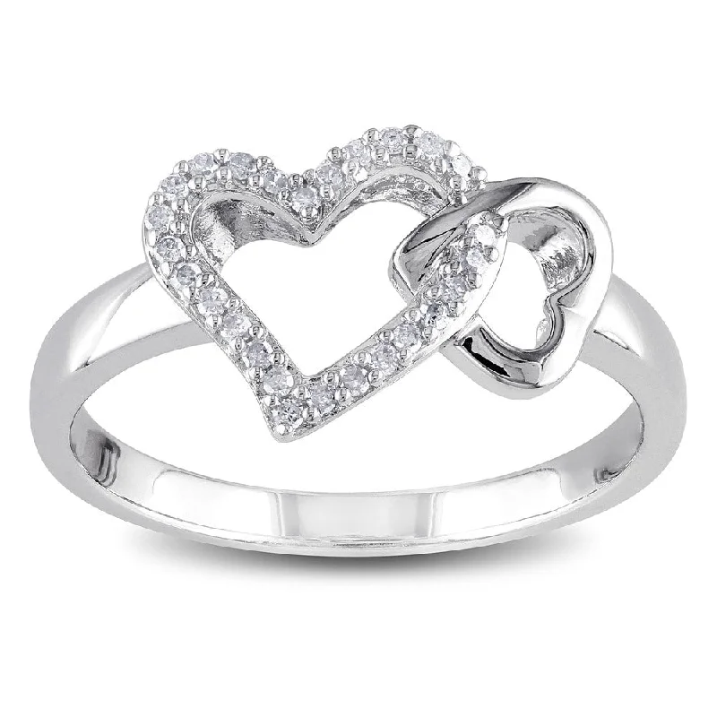 adjustable rings for women -Miadora Sterling Silver 1/10ct TDW Diamond Heart Ring