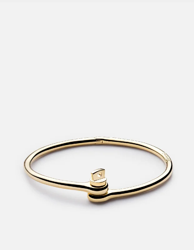 gold plated bangles for women -Thin Reeve Cuff, Gold