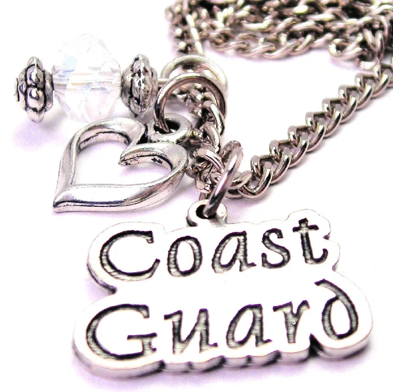 rose gold necklaces for women -Coast Guard Stylized Necklace with Small Heart