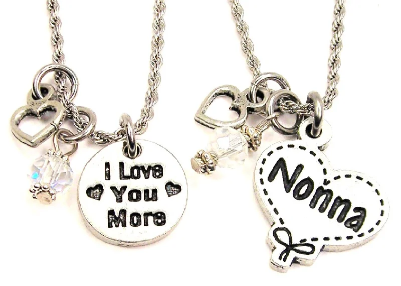 classic pendant necklaces for women -Nonna I Love You More Set Of 2 Rope Chain Necklaces