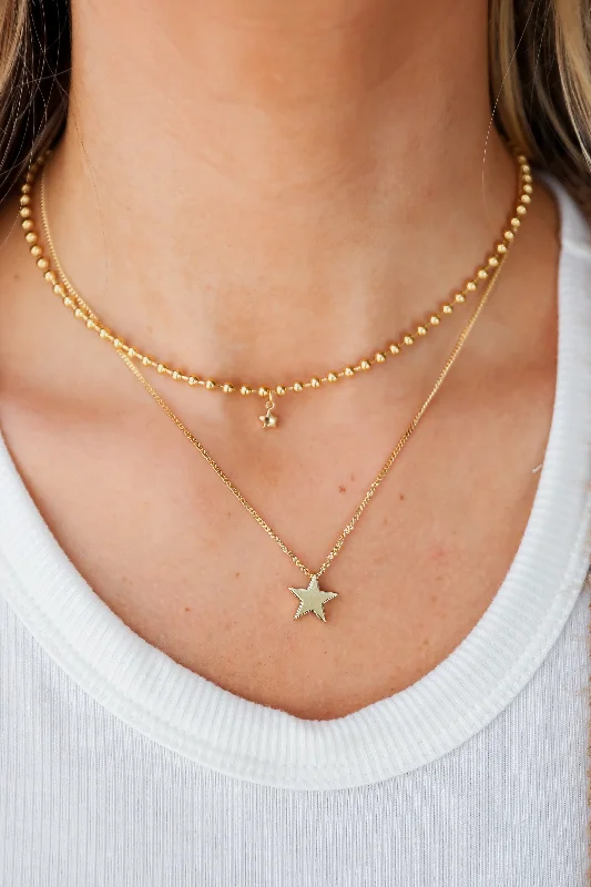 infinity pendant necklaces -FINAL SALE - Hadley Gold Star Charm Layered Necklace