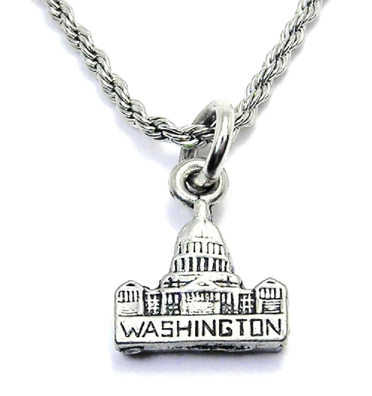 layered gold necklaces for women -Washington DC Single Charm Necklace