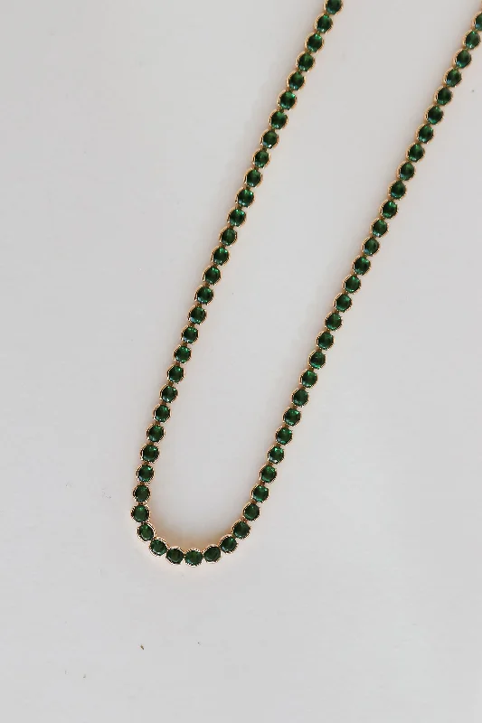 simple necklaces for women -FINAL SALE - Stephanie Green Rhinestone Necklace