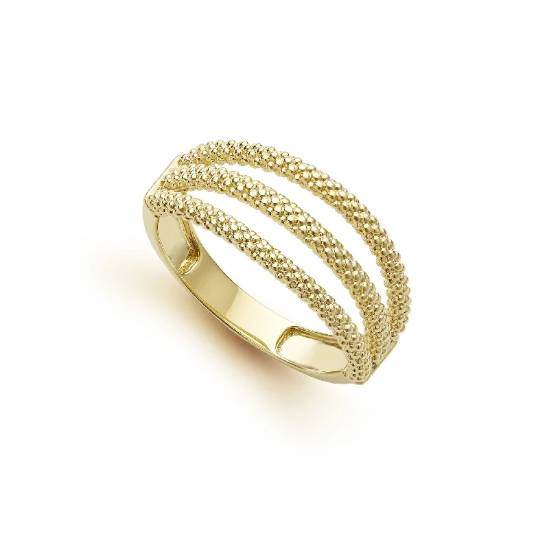 thick gold rings for women -Signature Caviar 18K Gold Superfine Caviar Ring