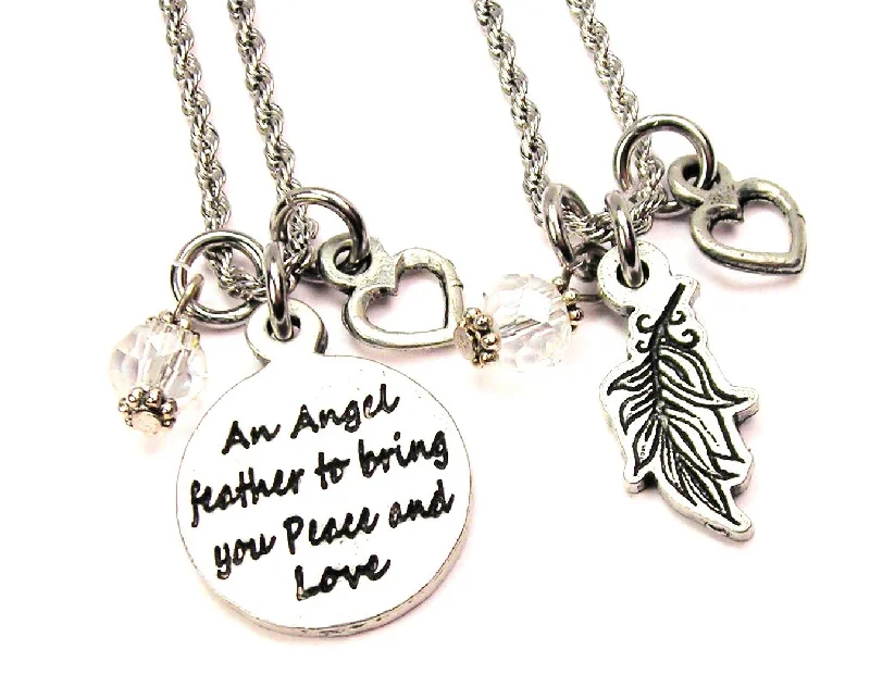 heart-shaped necklaces for women -Angel Feathers Set Of 2 Rope Chain Necklaces