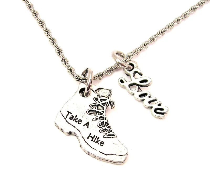 infinity necklaces for women -Take A Hike 20" Chain Necklace With Cursive Love Accent