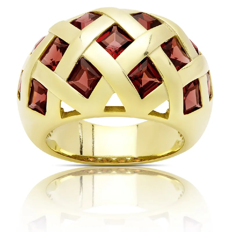 rose gold rings for women -Dolce Giavonna Gold Over Sterling Silver Garnet Cocktail Ring