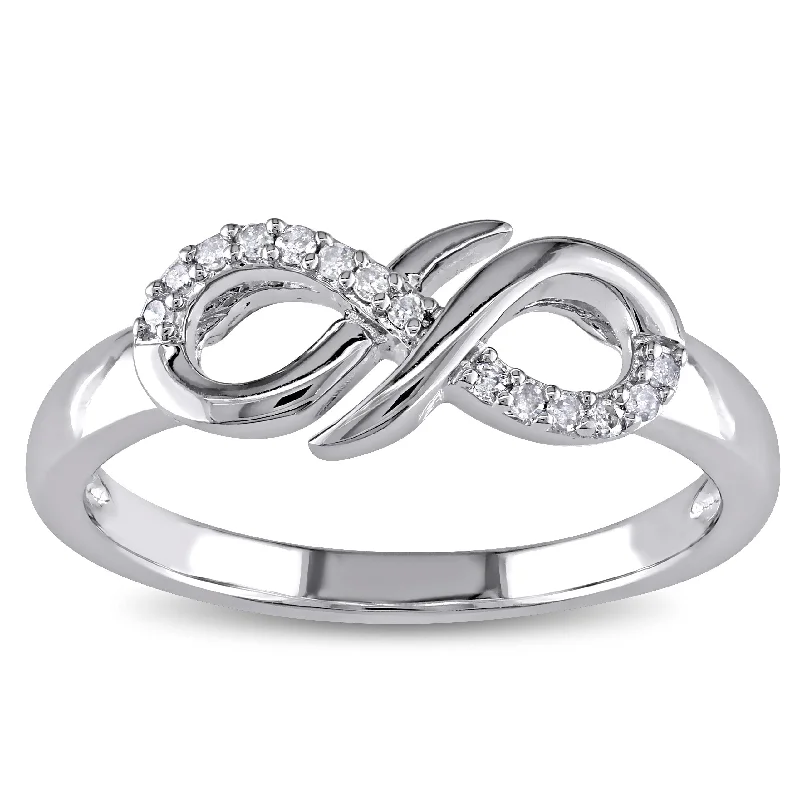 infinity rings for women -Miadora Sterling Silver Diamond Accent Infinity Ring