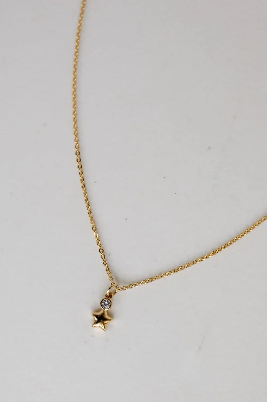 delicate necklaces for women -Eleanor Gold Rhinestone Star Charm Necklace