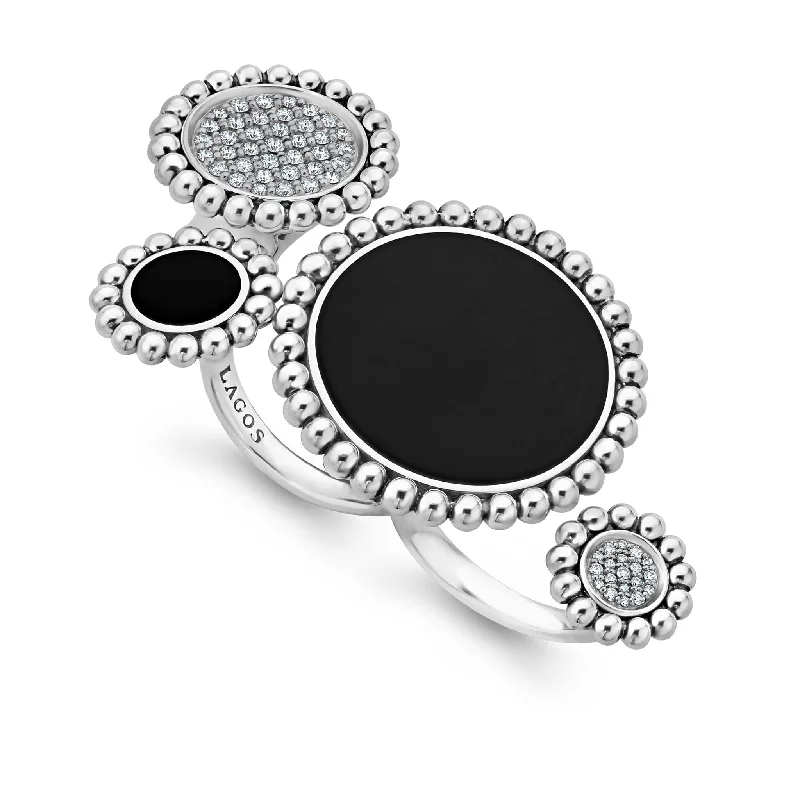 emerald rings for women -Maya Onyx and Diamond Circle Statement Ring