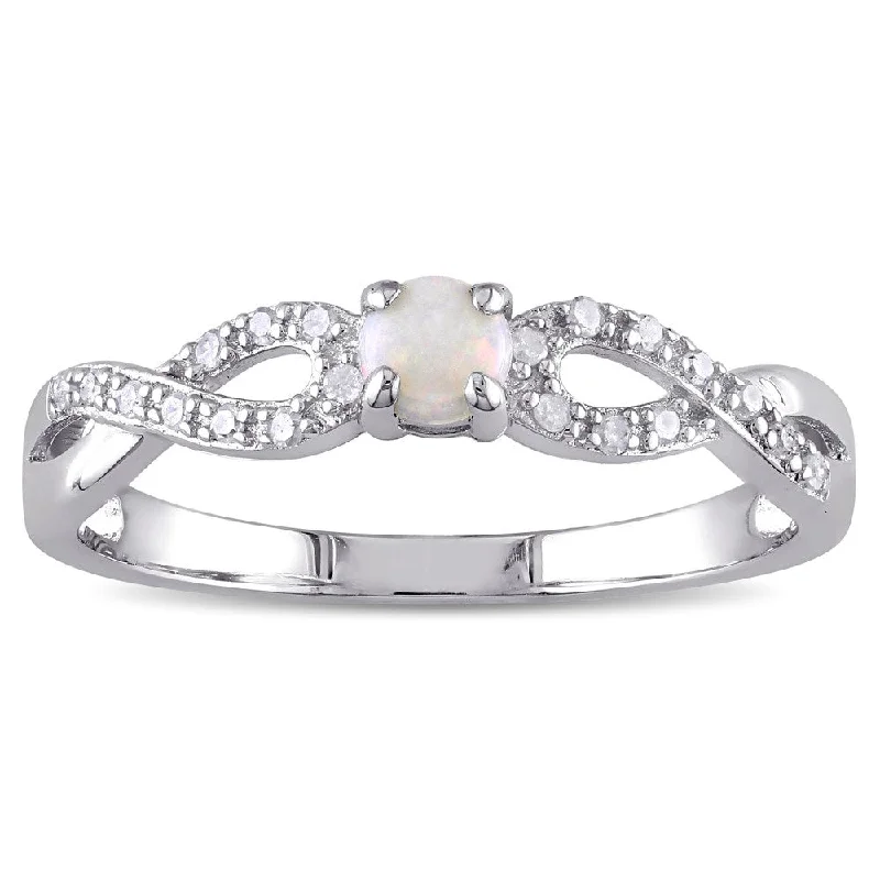 eternity diamond wedding rings -Miadora Sterling Silver Opal and 1/10ct TDW Diamond Infinity Ring (G-H, I2-I3)