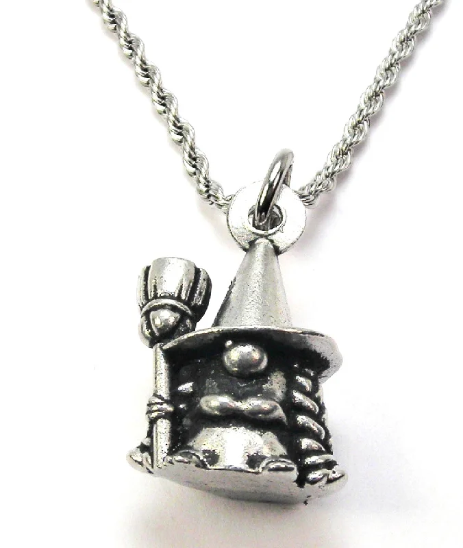 charm necklaces for women -Warty Witch Gnome Single Charm Necklace