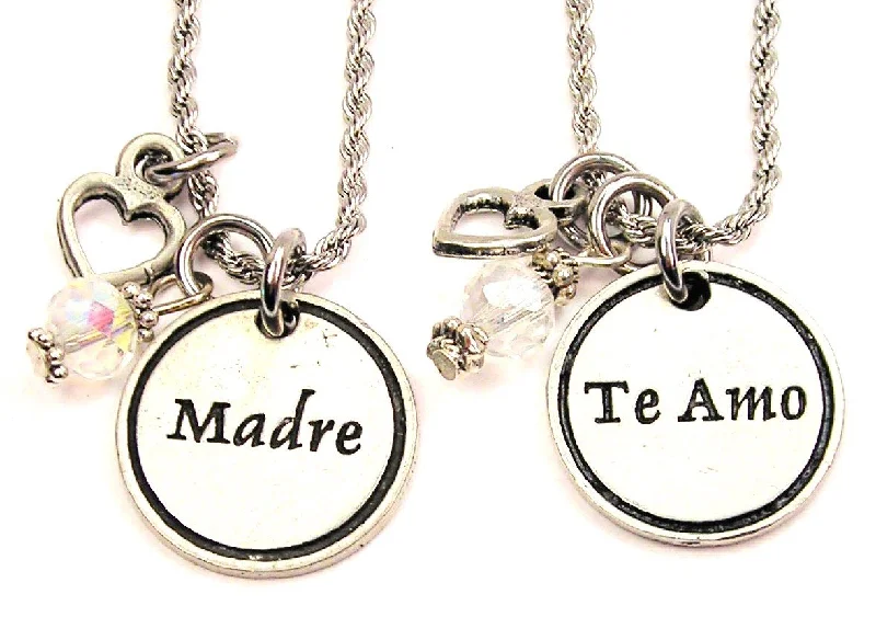 diamond necklaces for women -Te Amo Madre Set Of 2 Rope Chain Necklaces