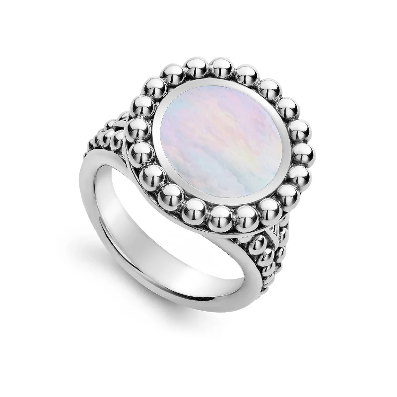 diamond wedding rings for women -Maya Mother of Pearl Circle Ring