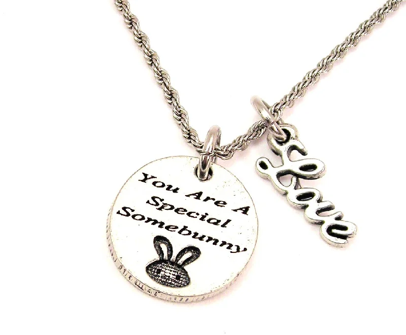 bridal choker necklaces -You Are A Special Somebunny 20" Chain Necklace With Cursive Love Accent