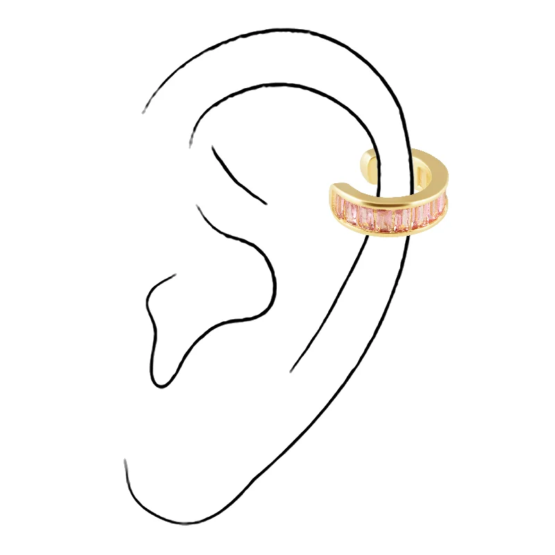 elegant tennis bangles -Peyton Cz Ear Cuff - Light Pink