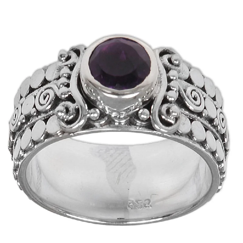 luxury diamond wedding rings -NOVICA Handmade Sterling Silver 'Swirling Serenity' Amethyst Ring (Indonesia)