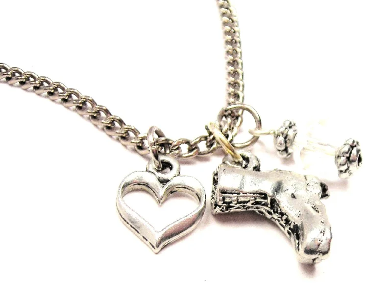 infinity necklaces for women -Combat Boot Necklace with Small Heart