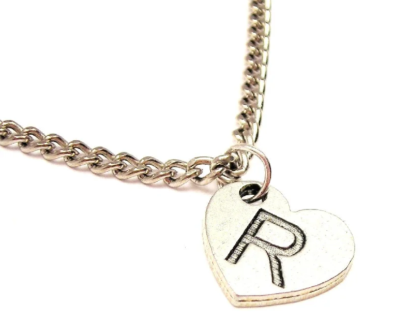 stylish pearl necklaces for women -Heart Shaped Initial R Single Charm Necklace