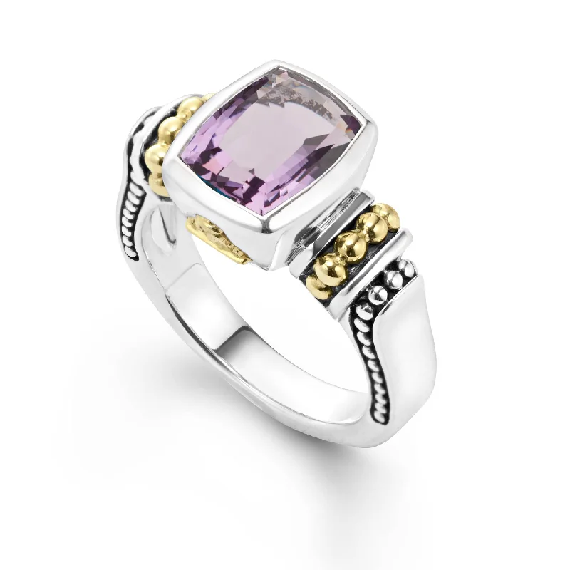 chunky rings for women -Caviar Color Bezel-Set Amethyst Ring