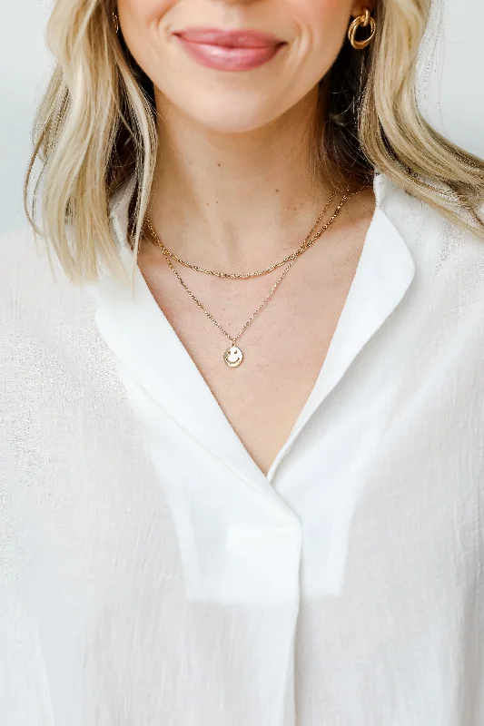 luxury wedding necklaces for women -Ashton Gold Layered Smiley Face Necklace