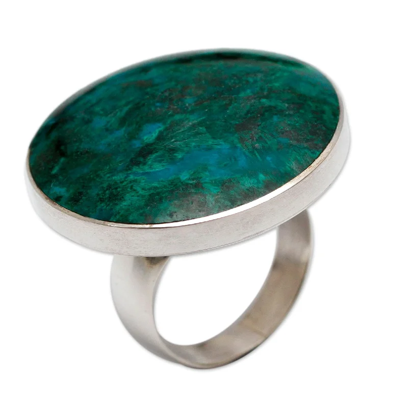 personalized rings for women -Novica Handmade Planet Chrysocolla Cocktail Ring