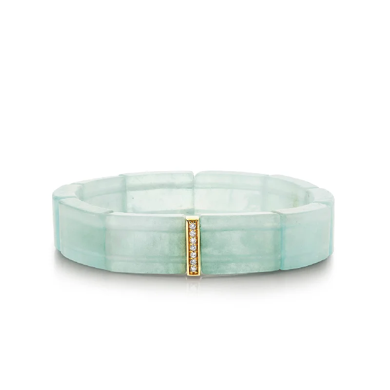 trendy bracelets for women -Gold & Diamond Single Row Spacer on Aquamarine