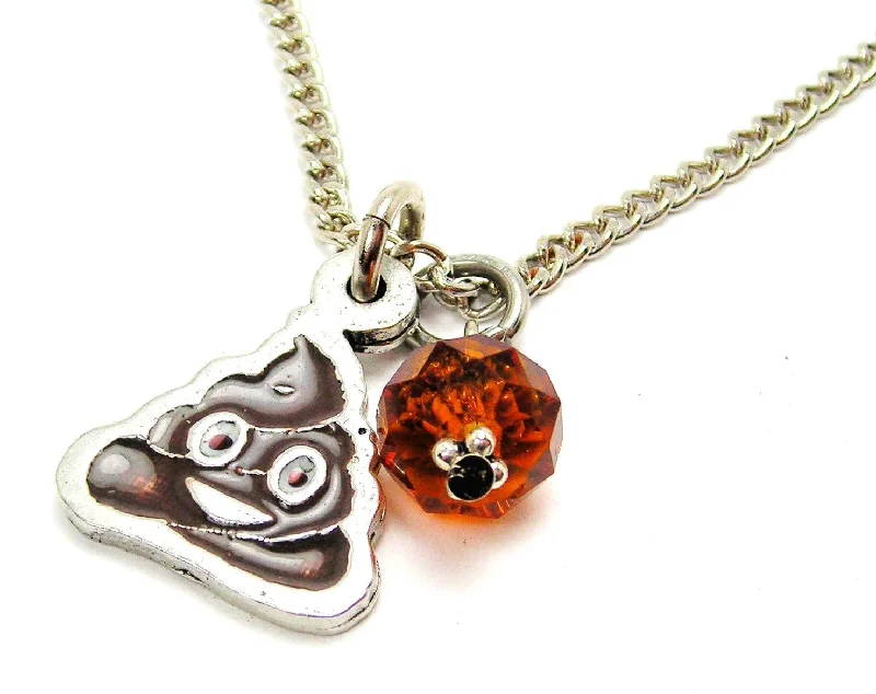 personalized heart necklaces -Hand Painted Poop Emoji Necklace